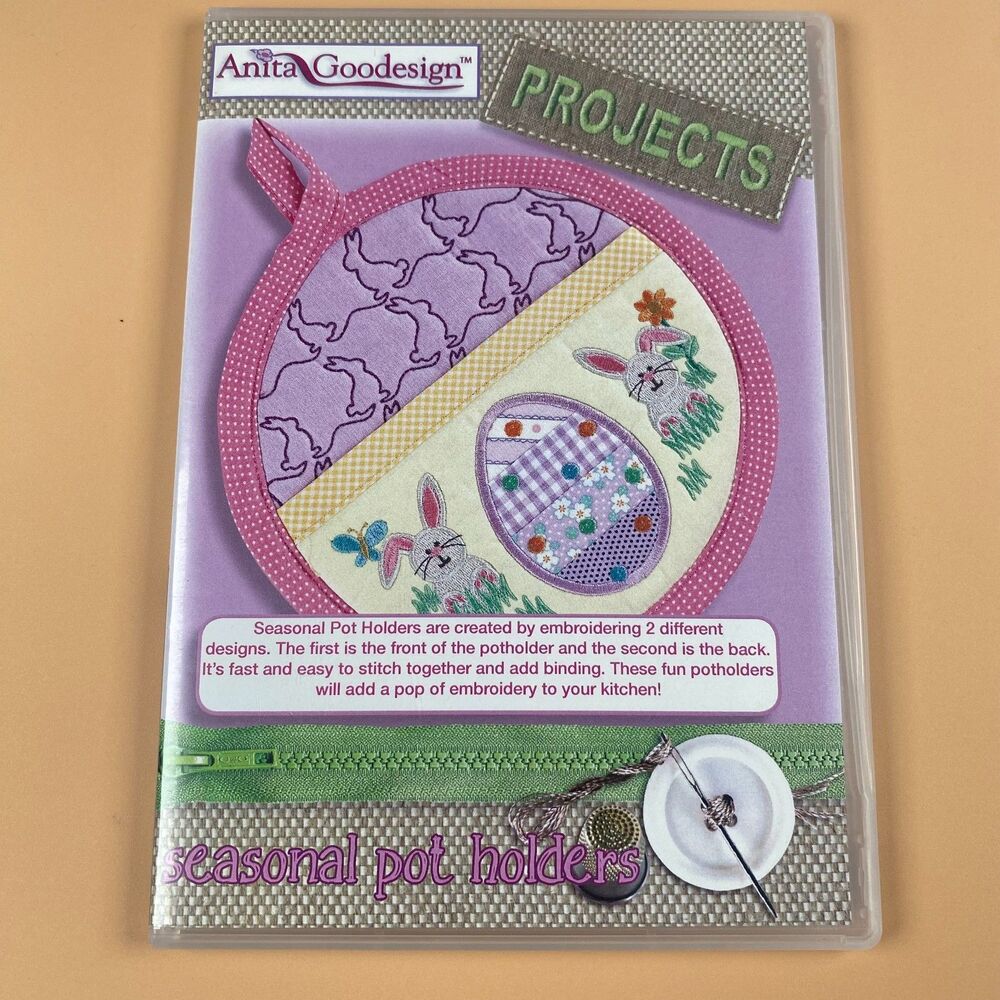 Anita Goodesign Projects Embroidery Design CD Seasonal Pot Holders 59 Designs